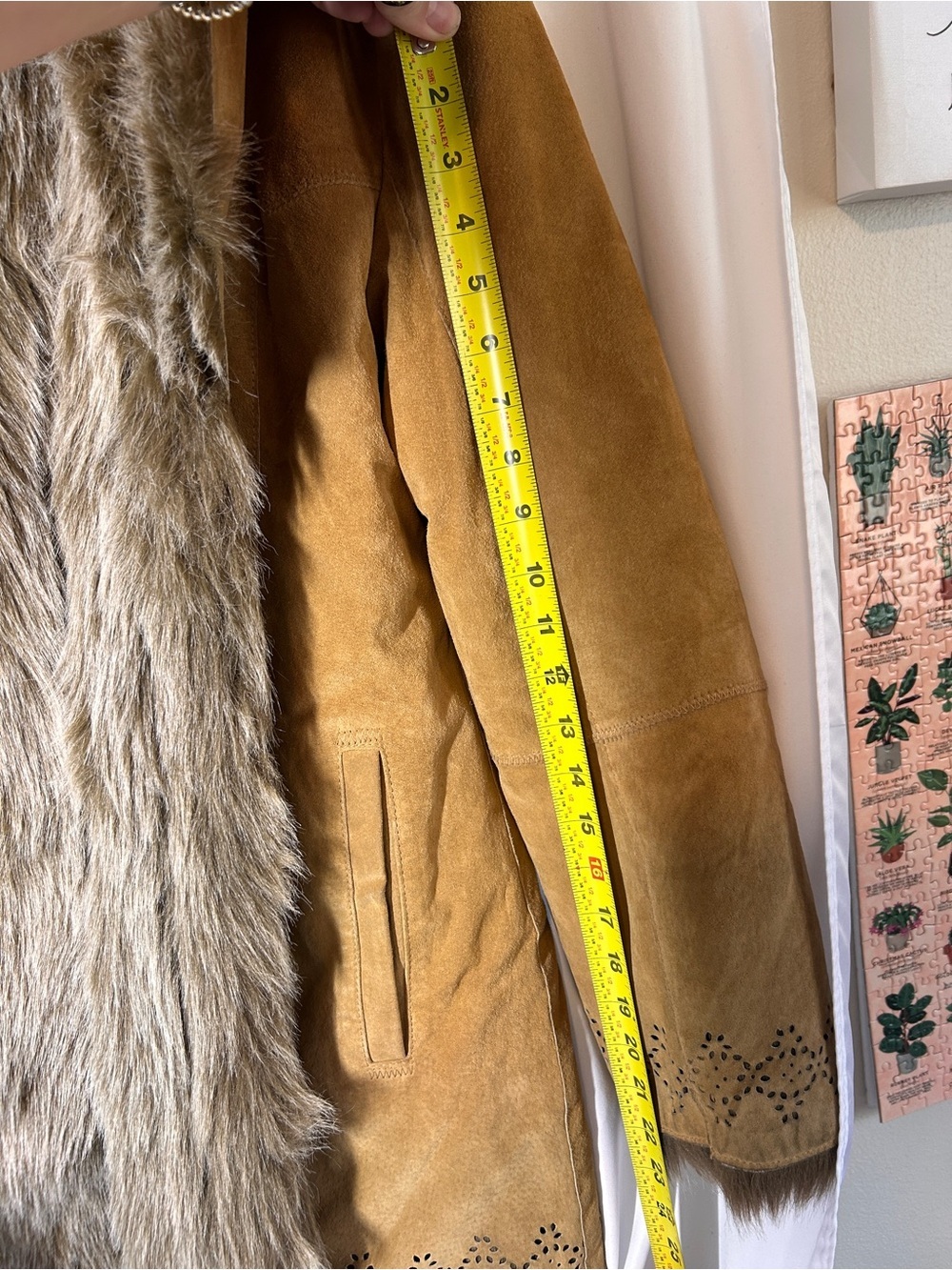 Vintage db studio suede coat with vegan fur hippie bohemian penny lane coat vtg - Picture 8 of 14